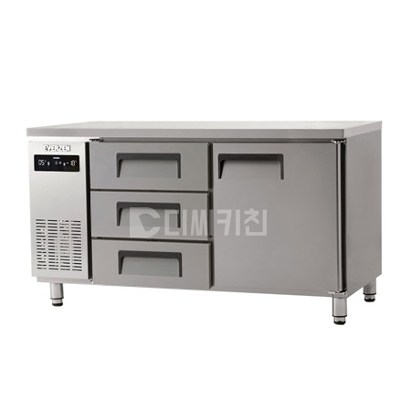 에버젠 반서랍반도어 테이블냉동냉장고 1500 간냉식 올스텐 디지털 UDS-15DIE3-FT
