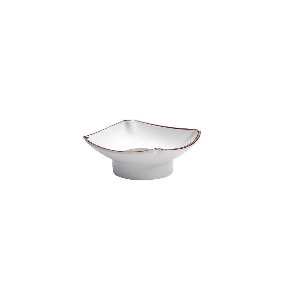궁 화이트 굽 사각찬기 12cm